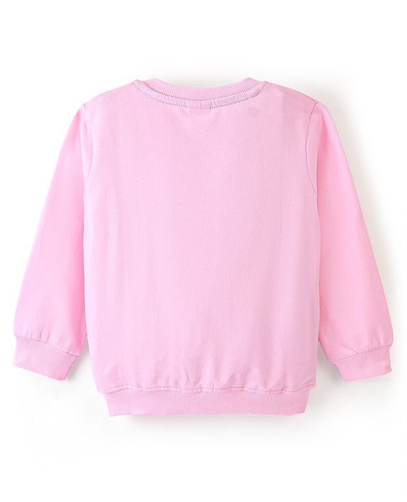Babyhug 100% Cotton Knit Full Sleeves Sweatshirt With Text Print - Pink