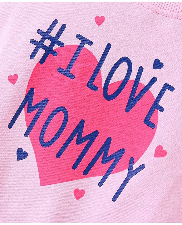 Babyhug 100% Cotton Knit Full Sleeves Sweatshirt With Text Print - Pink