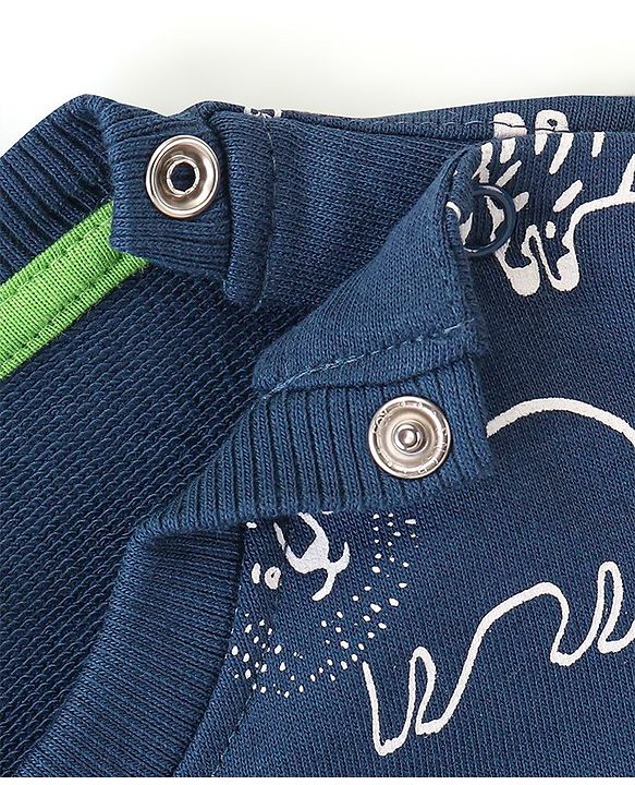 Babyhug Cotton Full Sleeves Sweatshirt Lion Graphic Print - Navy Blue