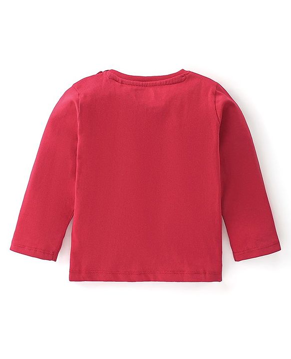 Babyhug 100% Cotton Knit Full Sleeves T-Shirt Bear Print - Red