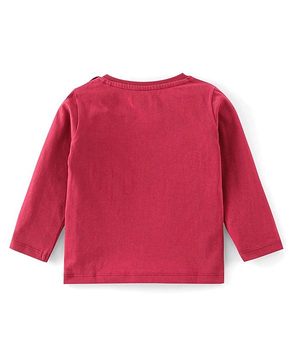 Babyhug Cotton Knit Full Sleeves Puppy Print T-Shirt - Maroon