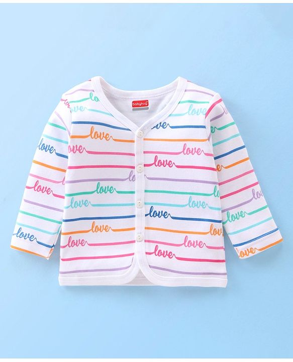 Babyhug 100% Cotton Knit Full Sleeves Heart Print Front Open Vest Pack of 3 - Multicolour