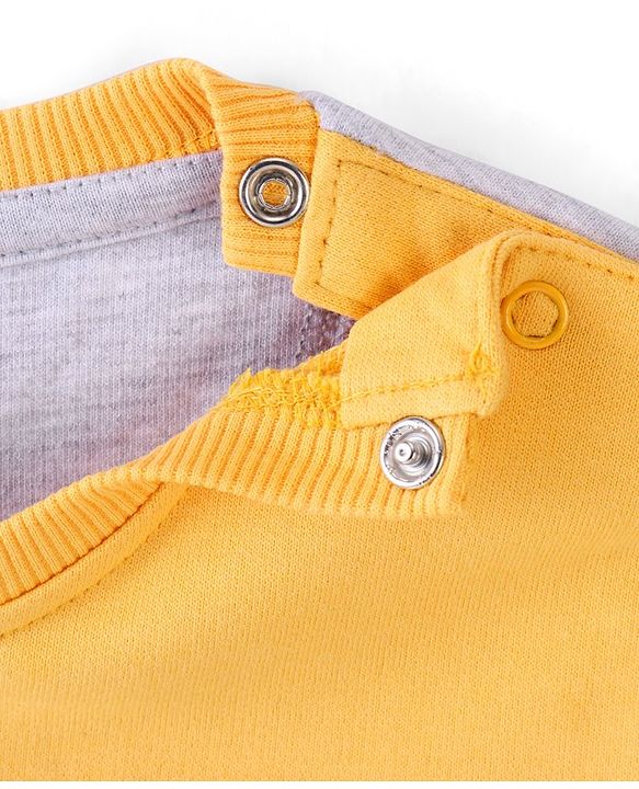 Babyhug 100% Cotton Knit Full Sleeves T-Shirt With Panda Graphics -Grey & Yellow