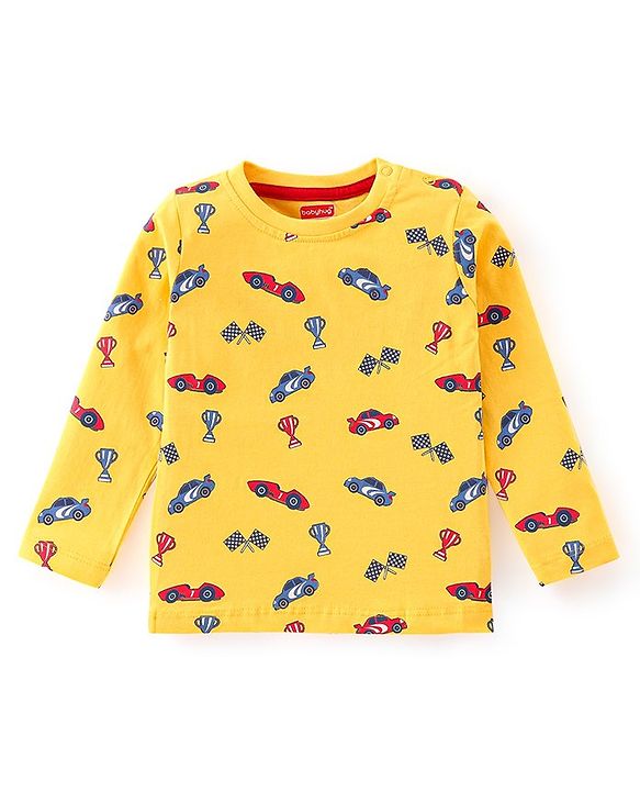 Babyhug 100% Cotton Knit Full Sleeves T-Shirt with Car Graphics Pack Of 5 - Multicolour