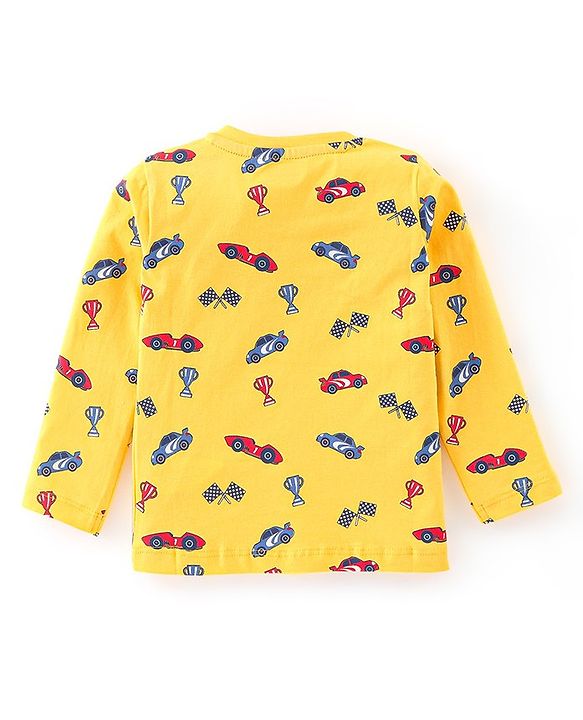 Babyhug 100% Cotton Knit Full Sleeves T-Shirt with Car Graphics Pack Of 5 - Multicolour