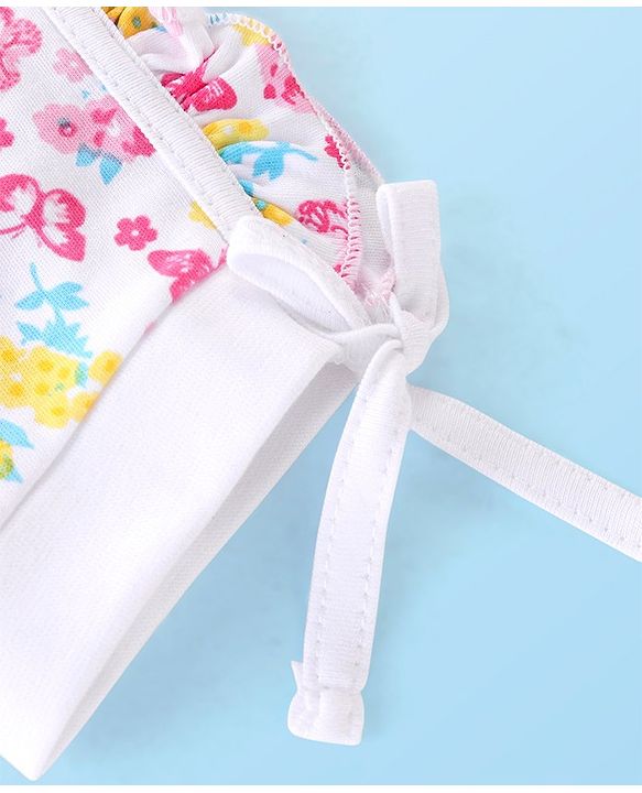 Babyhug 100% Cotton Caps Printed Pack of 2 Pink & White - Diameter 16 cm