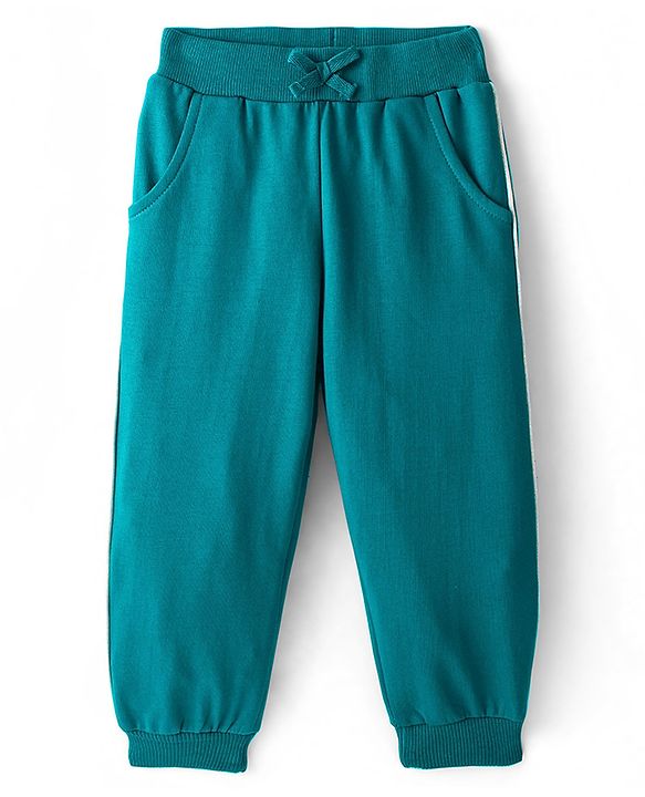 Babyhug Full Sleeves Top with Butterfly Applique with Studs & Lounge Pant - Ocean Green