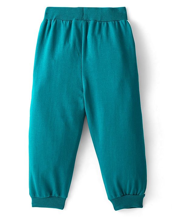Babyhug Full Sleeves Top with Butterfly Applique with Studs & Lounge Pant - Ocean Green