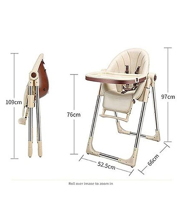 Babyhug Multifunctional Portable High Chair with 5 Level Height Adjustment -Beige| Compact Fold| Removable Wheels with Lock| Removable Double Food Tray| Cushion Seat