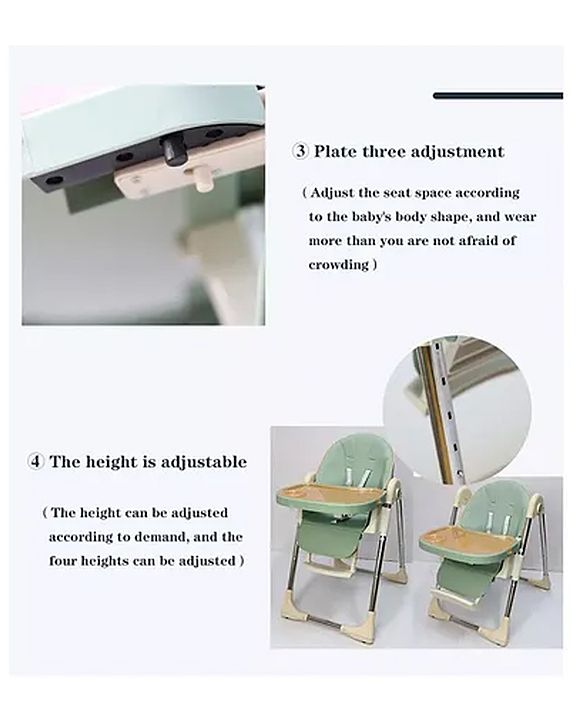 Babyhug Multifunctional Portable High Chair with 5 Level Height Adjustment -Beige| Compact Fold| Removable Wheels with Lock| Removable Double Food Tray| Cushion Seat