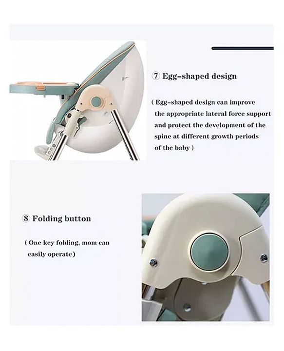 Babyhug Multifunctional Portable High Chair with 5 Level Height Adjustment -Beige| Compact Fold| Removable Wheels with Lock| Removable Double Food Tray| Cushion Seat