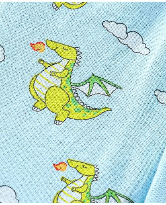 Babyhug Cotton Knit Full Sleeves Dragon Printed Night Suit - Blue