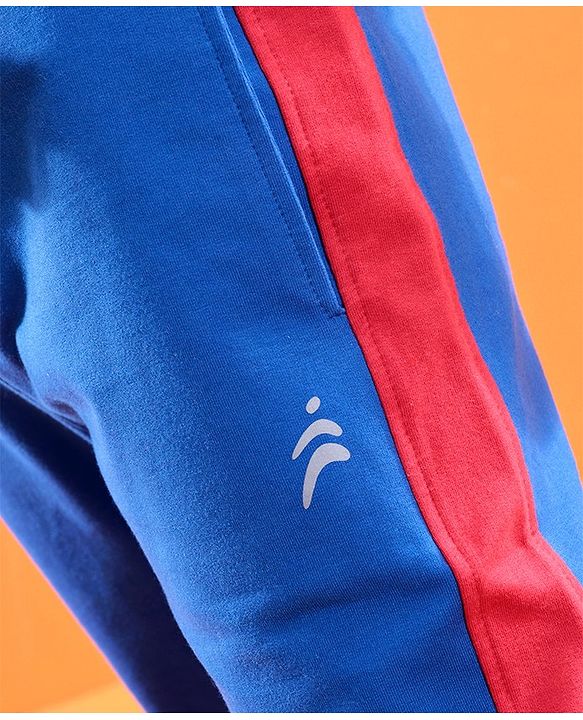 Pine Active Cotton Lycra Full Length Stretchable Anti Bacterial Solid Color Joggers - Blue