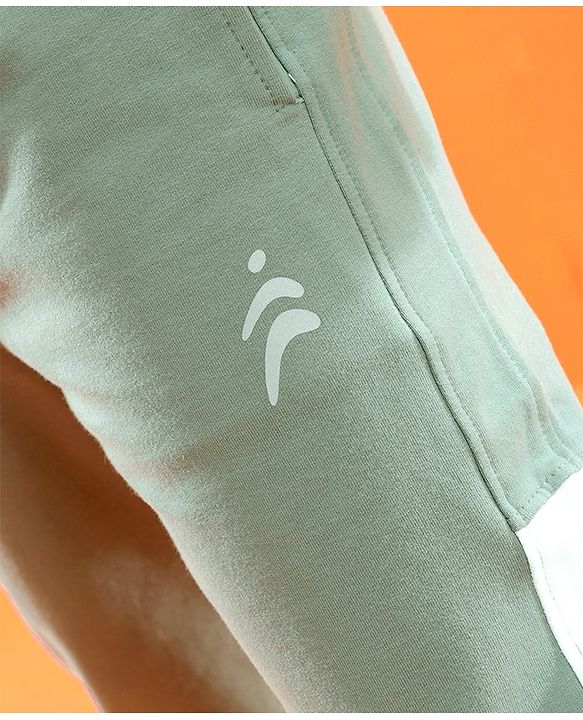 Pine Active Cotton Lycra Full Length Stretchable Anti Bacterial Solid Color Joggers - Green
