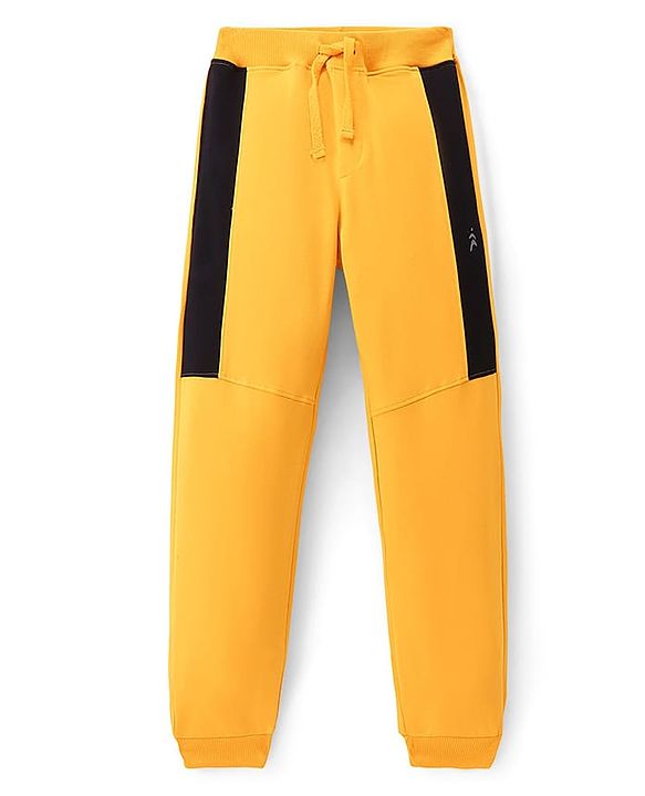 Pine Active Cotton Lycra Full Length Stretchable Anti Bacterial Solid Color Joggers - Yellow