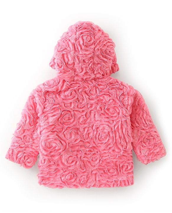 Babyhug Woven Full Sleeves Hoodie Solid Colour - Pink