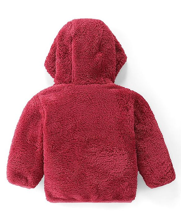 Babyhug Full Sleeves Jacket with Bear Patch - Maroon