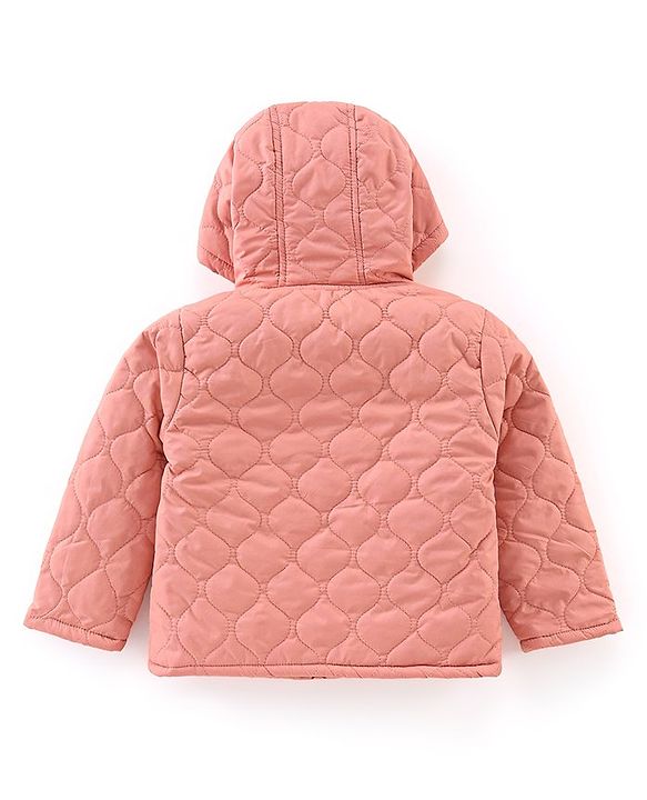 Babyhug Full Sleeves Solid Colour Quilted Hooded Jacket - Custard