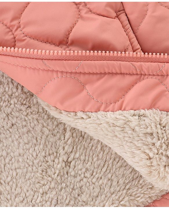 Babyhug Full Sleeves Solid Colour Quilted Hooded Jacket - Custard