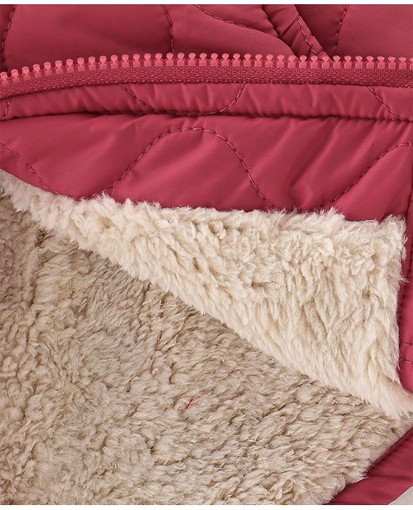 Babyhug Full Sleeves Solid Colour Quilted Hooded Jacket - Red