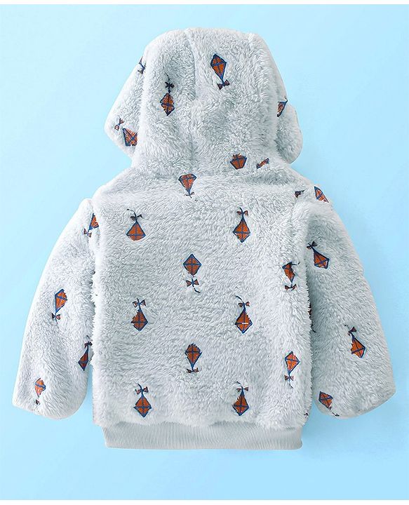 Babyhug Woven Full Sleeves Hooded  Jacket Kite Design  - Light Blue