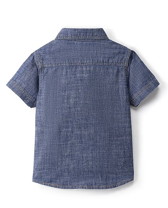 Babyhug Denim Half Sleeves  Regular Collar One Pocket Shirt - Blue