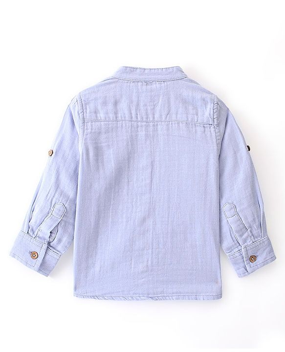 Babyhug Cotton Woven Full Sleeves Solid Colour Double Cloth Shirt - Lavender
