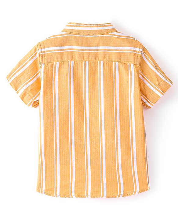 Babyhug Cotton Woven Half Sleeves Striped Shirt - Yellow