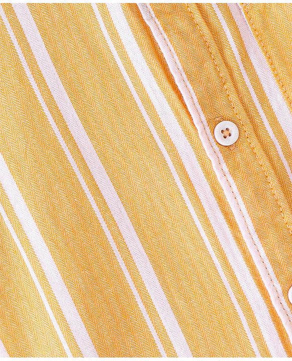 Babyhug Cotton Woven Half Sleeves Striped Shirt - Yellow