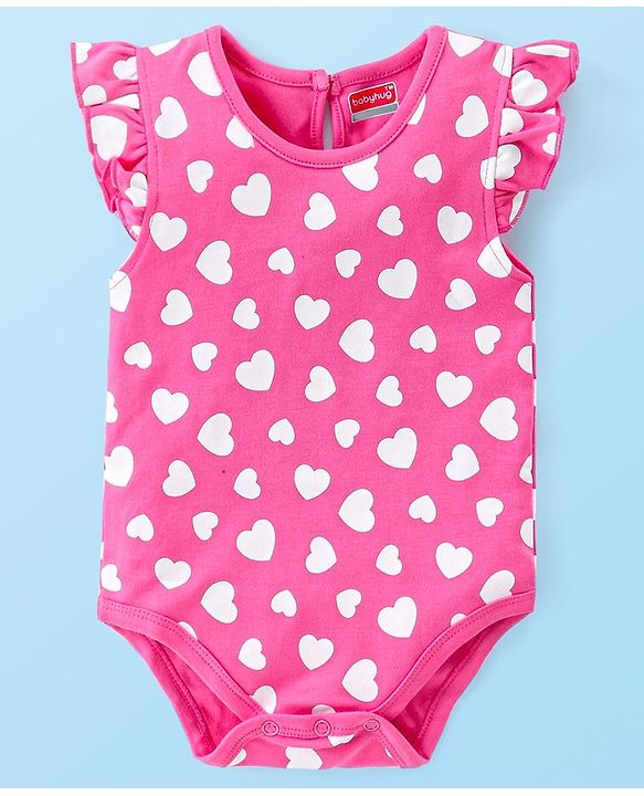 Babyhug 100% Cotton Interlock Cap Sleeves Onesies Love Print Pack of 3 - Multicolor