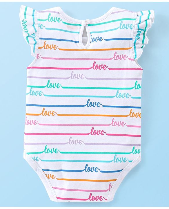 Babyhug 100% Cotton Interlock Cap Sleeves Onesies Love Print Pack of 3 - Multicolor