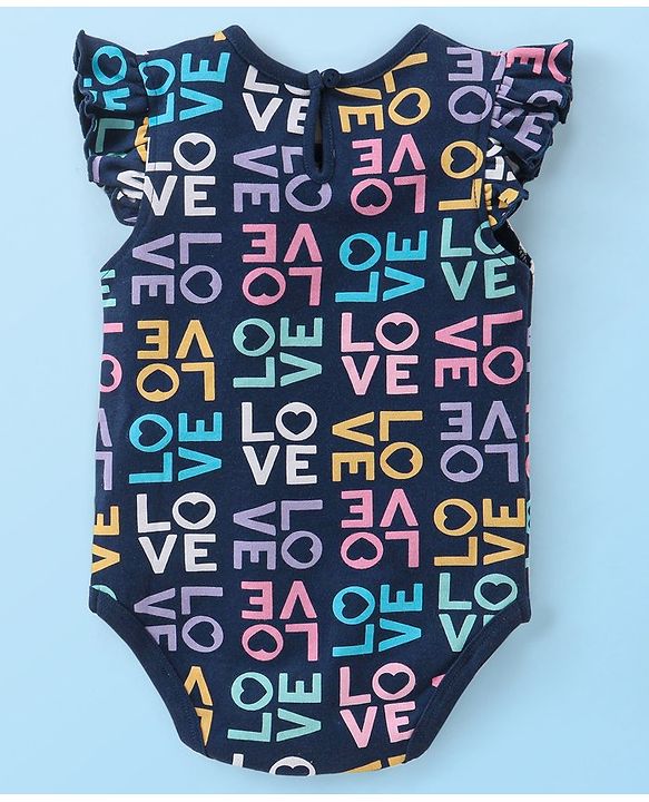 Babyhug 100% Cotton Interlock Cap Sleeves Onesies Love Print Pack of 3 - Multicolor