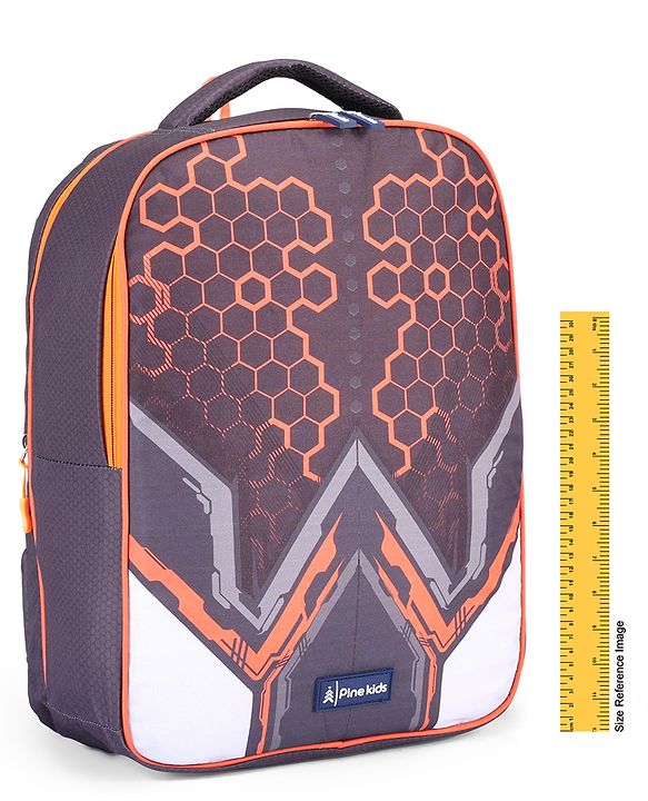 Pine Kids 16 Inches Honey Comb School Backpack|2 Main Compartments|Water Resistant|Long lasting and Durable Zippers | Comfortable back cushioning | For School, Travel and Outdoors|Black