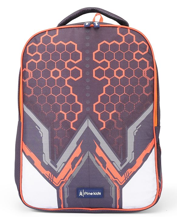 Pine Kids 16 Inches Honey Comb School Backpack|2 Main Compartments|Water Resistant|Long lasting and Durable Zippers | Comfortable back cushioning | For School, Travel and Outdoors|Black