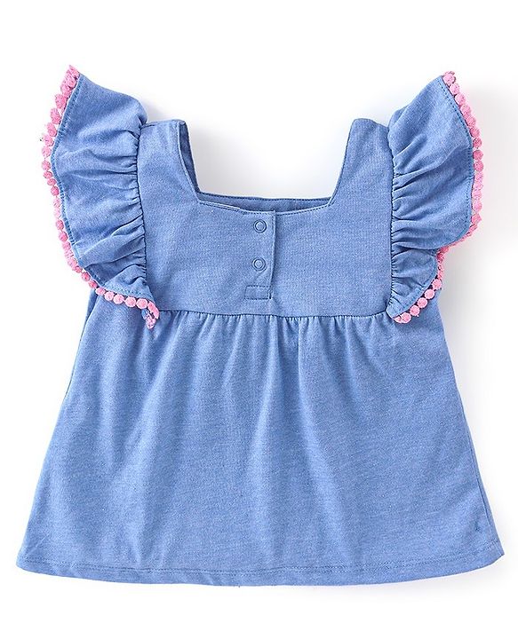 Babyhug 100% Cotton Knit Full Sleeves With Top & Leggings Floral Embroidery - Purple & Pink