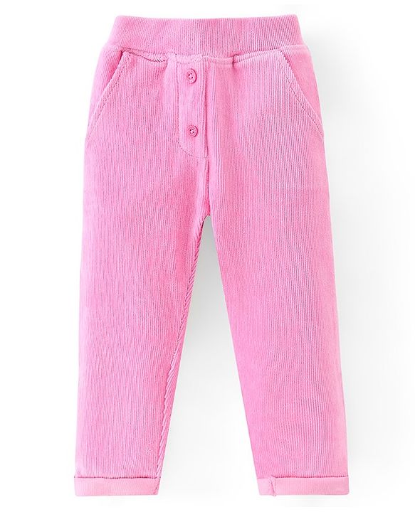 Babyhug 100% Cotton Knit Full Sleeves With Top & Leggings Floral Embroidery - Purple & Pink