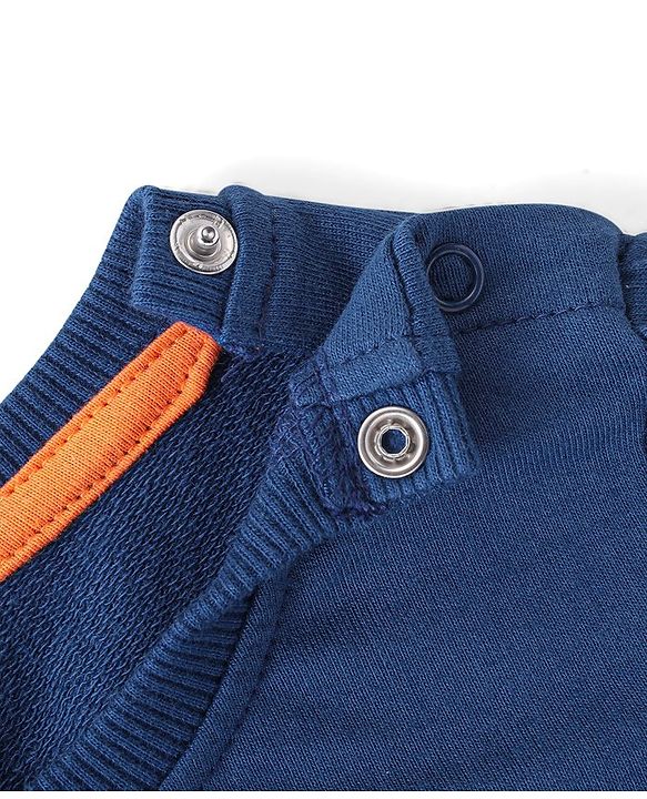 Babyhug Cotton Knit Full Sleeves Sweatshirt with Text Graphics - Navy Blue
