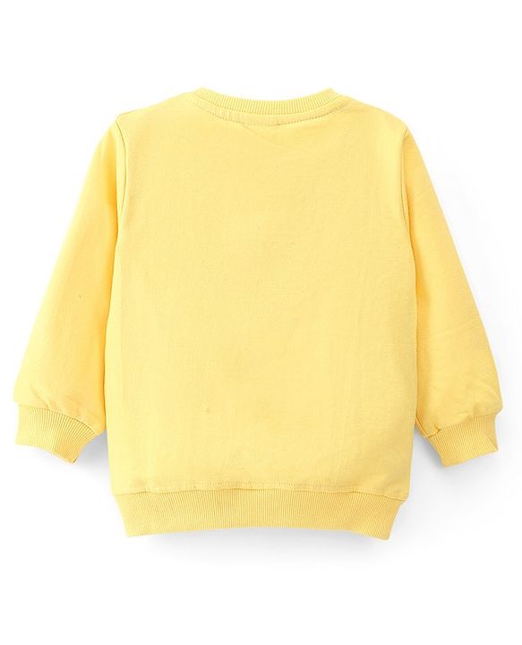 Babyhug 100% Cotton Knit Full Sleeves Star Graphics Sweatshirt - Yellow