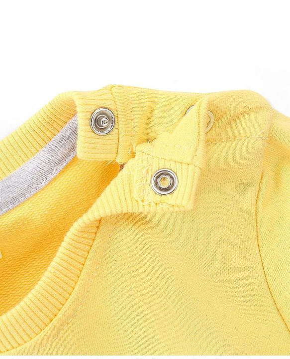 Babyhug 100% Cotton Knit Full Sleeves Star Graphics Sweatshirt - Yellow