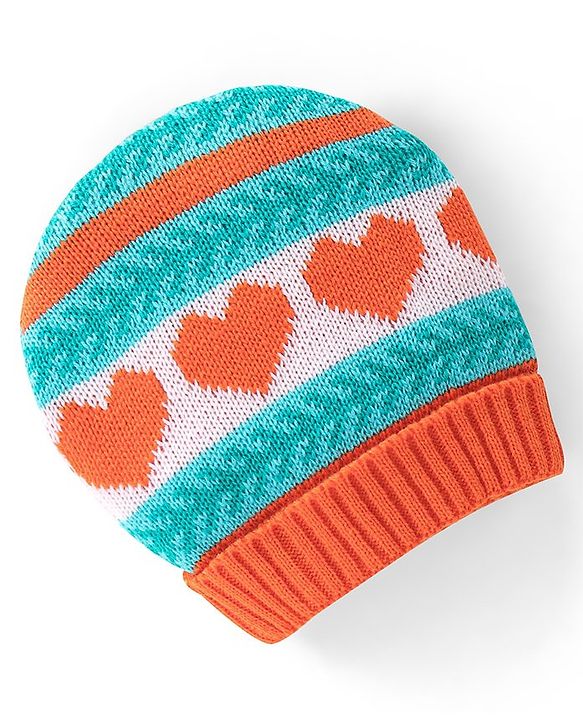 Babyhug Woollen Cap with Heart Design - Multicolour