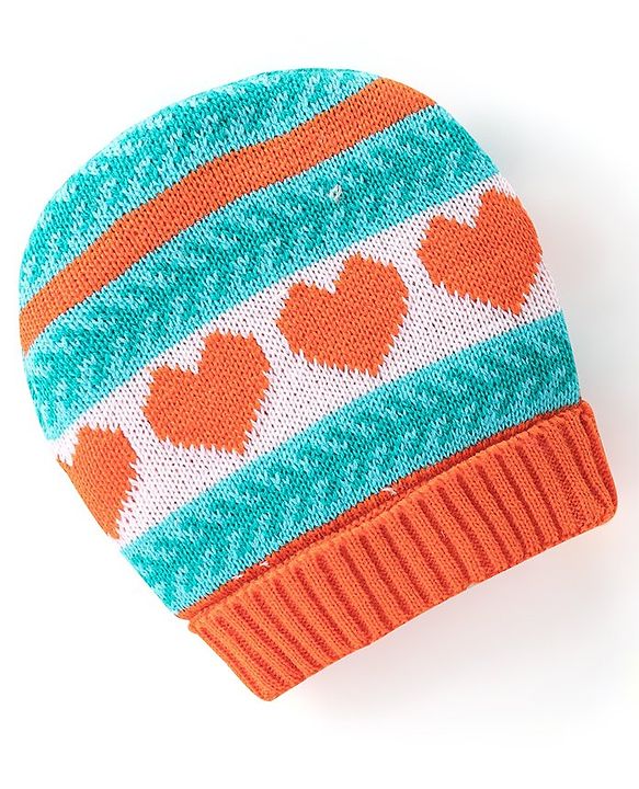 Babyhug Woollen Cap with Heart Design - Multicolour