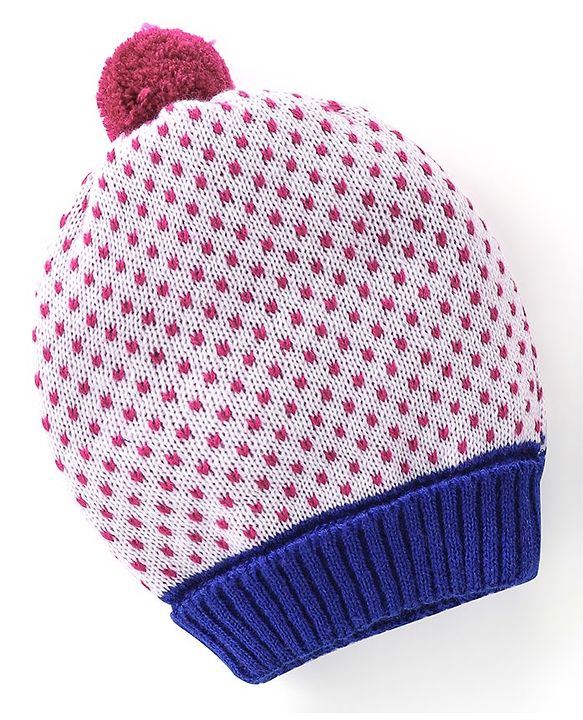 Babyhug Woollen Cap with Pompom - Multicolour