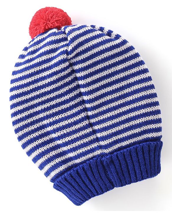 Babyhug Woollen Cap with Pompom & Heart Design - Multicolour