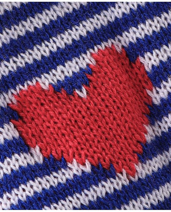 Babyhug Woollen Cap with Pompom & Heart Design - Multicolour