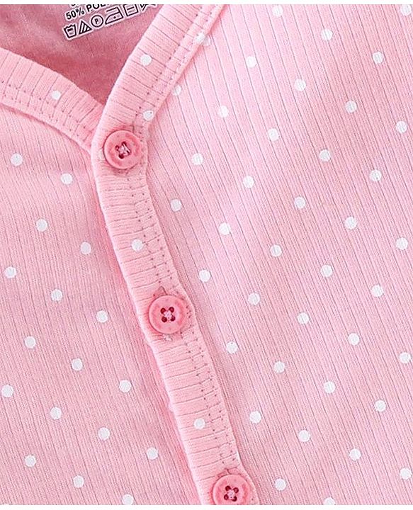 Babyhug Full Sleeves Polka Dot Printed Front Open Thermal Inner Wear Set-Pink