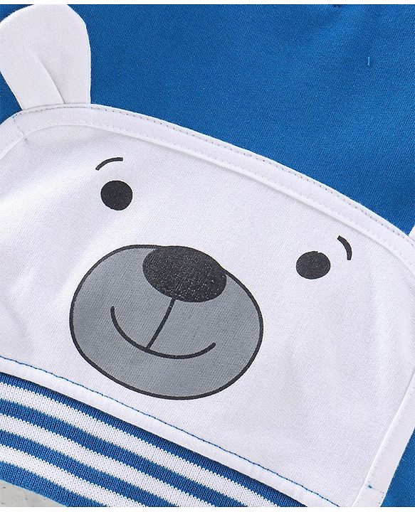 Babyhug Cotton Knit Full Sleeves Hooded Sweatshirt With Bear Graphics - Blue