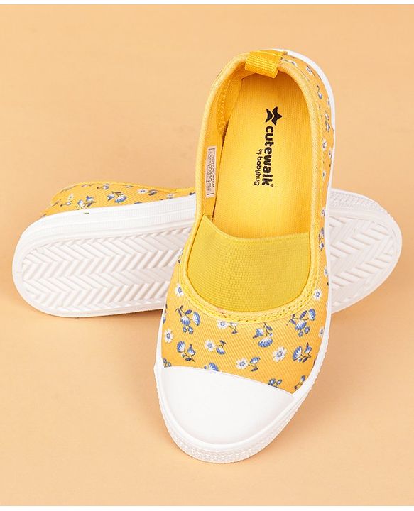 Cute Walk by Babyhug Slip On Casual Shoes With Floral Design- Yellow