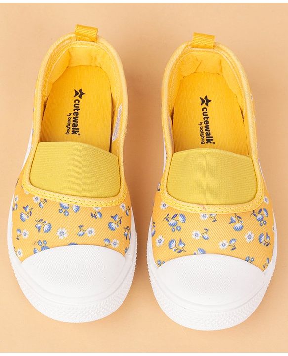 Cute Walk by Babyhug Slip On Casual Shoes With Floral Design- Yellow