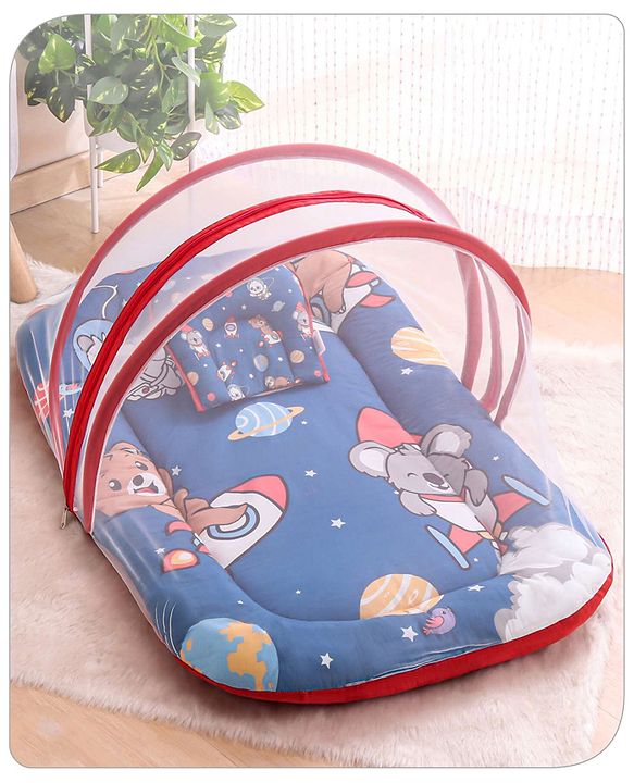 Babyhug Cotton Bedding Set with Mosquito Net Hot Air Balloon Print -  Pink