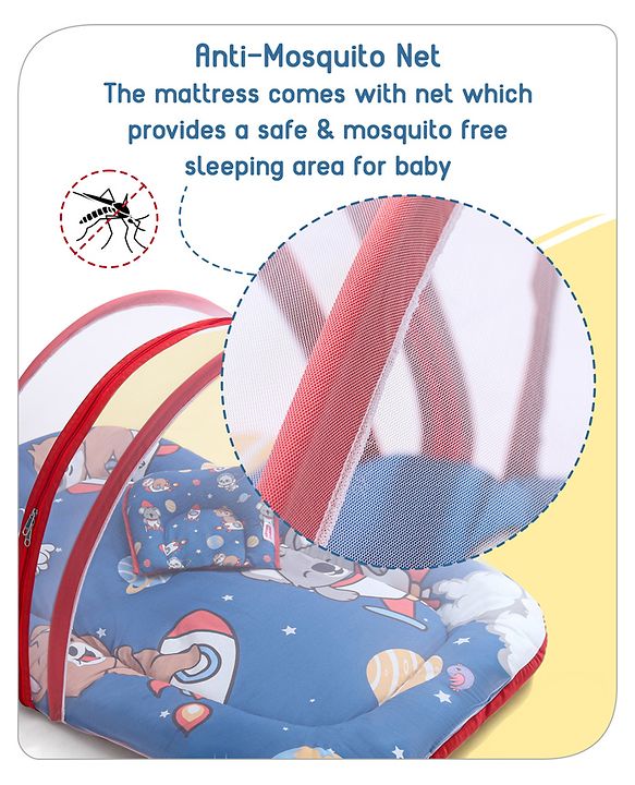 Babyhug Cotton Bedding Set with Mosquito Net Hot Air Balloon Print -  Pink